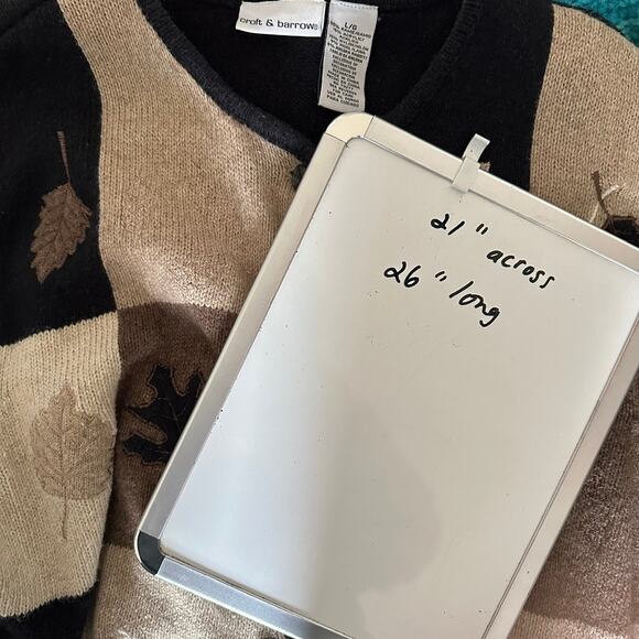 Croft Barrow Cardigan Sweater LARGE Embroidered Fall Leaves Cottage Grandma - Picture 9 of 9